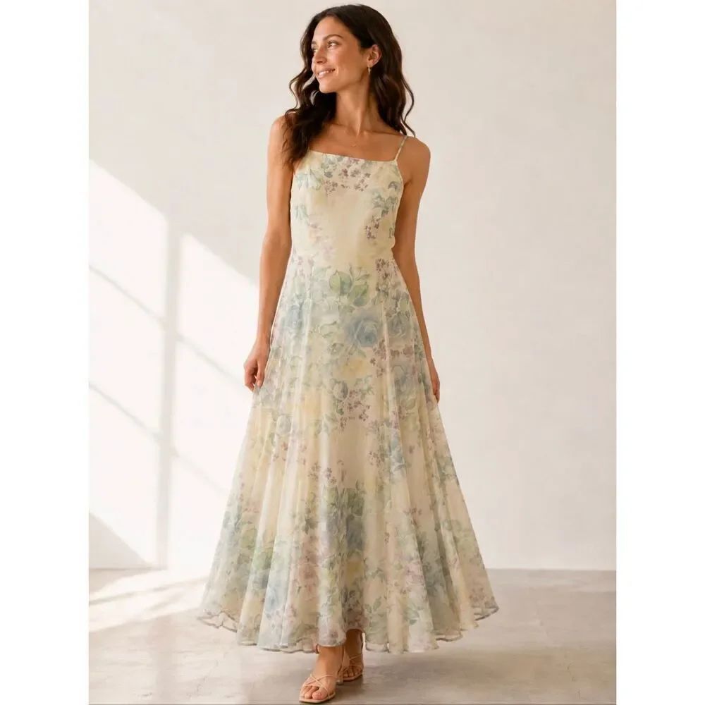 Y2K scott McClintock maxi floral formal wedding dress